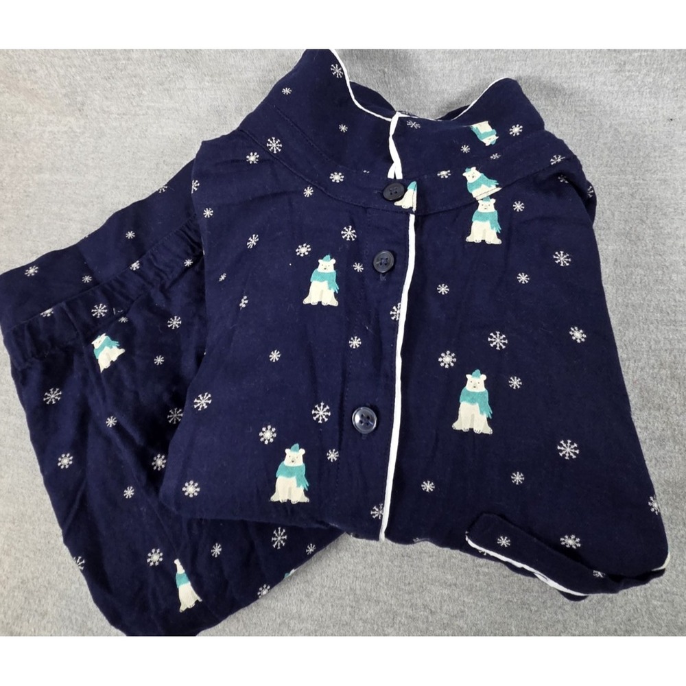 LOFT Sleep Pajama Set Navy Blue Winter Polar Bears Womens XL Top L Bottom Lounge